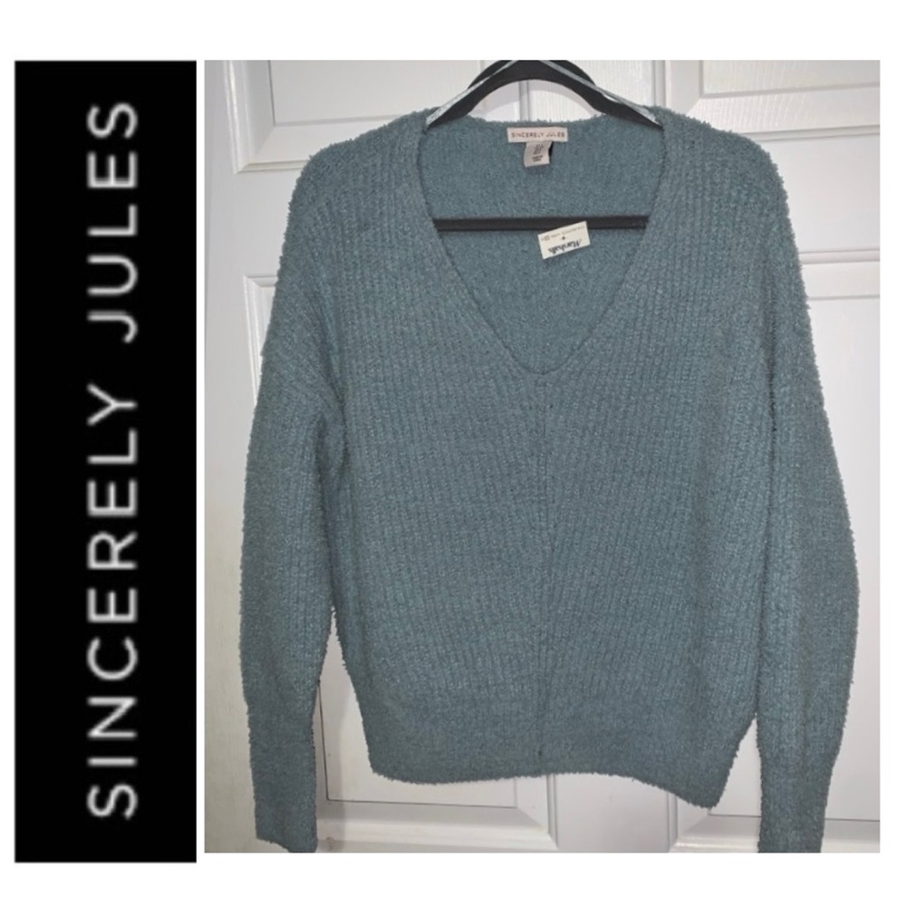🥶 SINCERELY JULES Sea Green Pullover V-neck Sweater NWT S